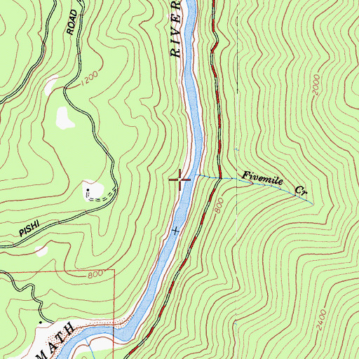 Topographic Map of Fivemile Creek, CA