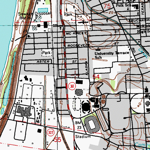 Topographic Map of Islamic Center of Baton Rouge, LA