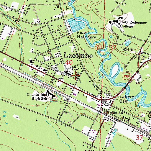 Topographic Map of Lacombe United Methodist Church, LA