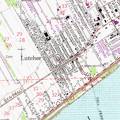Topographic Map of Lutcher Chapel United Methodist Church, LA