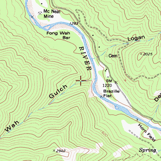 Topographic Map of Fong Wah Gulch, CA