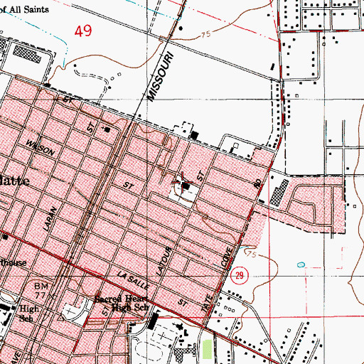 Topographic Map of Ninth Baptist Church, LA