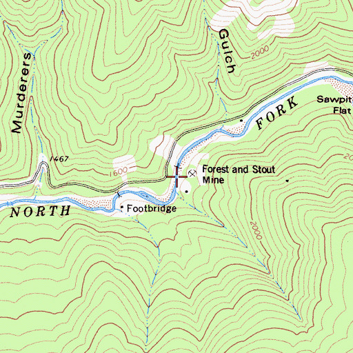 Topographic Map of Forest and Stout Mine, CA