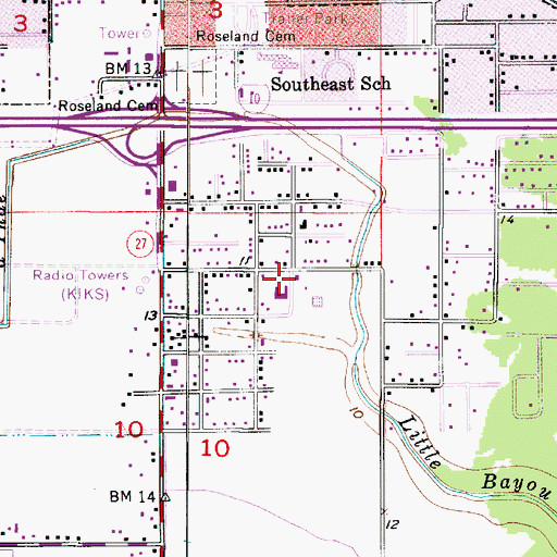 Topographic Map of Olivet Baptist Church, LA
