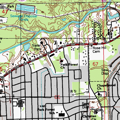 Topographic Map of Park Forest Baptist Church, LA