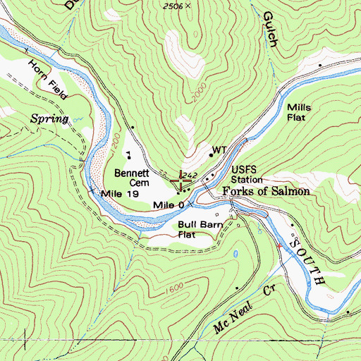 Topographic Map of Forks of Salmon, CA