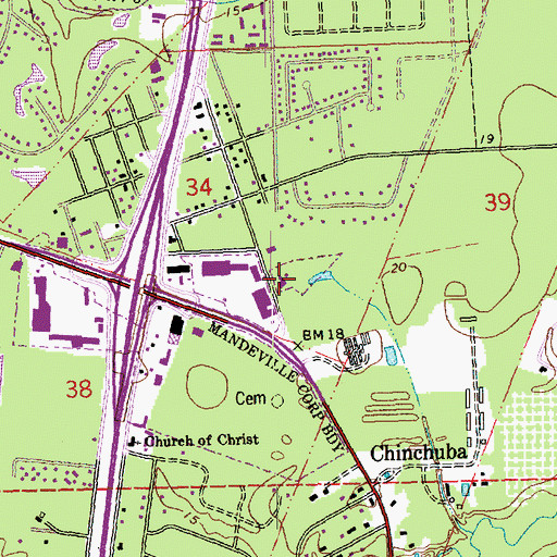Topographic Map of Saint Timothy on the North Shore United Methodist Church, LA