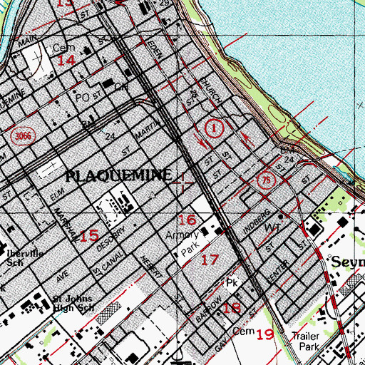 Topographic Map of Victory Baptist Church of Plaquemine, LA