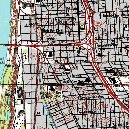 Topographic Map of East Baton Rouge Parish Library Carver Branch, LA