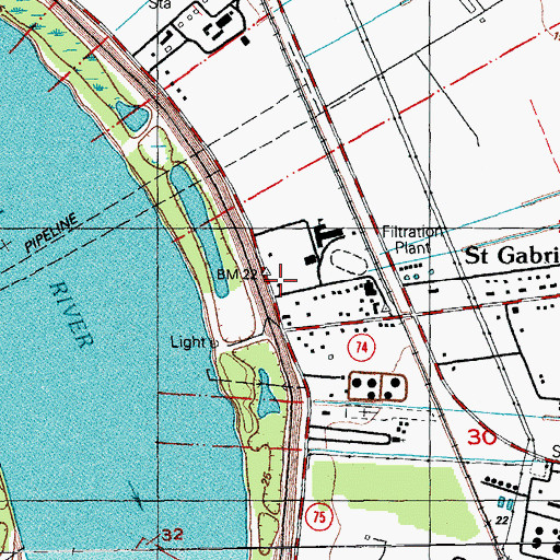 Topographic Map of Iberville Parish Library East Iberville Branch, LA