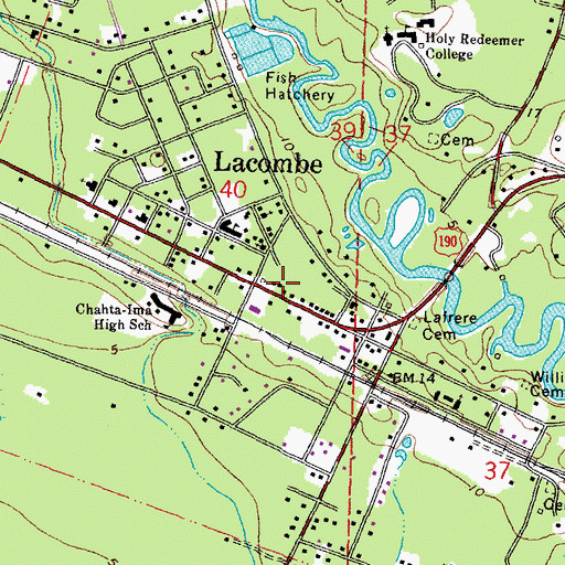 Topographic Map of Saint Tammany Parish Library Lacombe Branch, LA