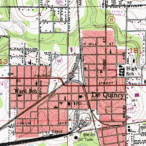 Topographic Map of DeQuincy Railroad Museum, LA