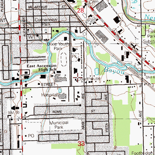 Topographic Map of Ascension Parish Office, LA