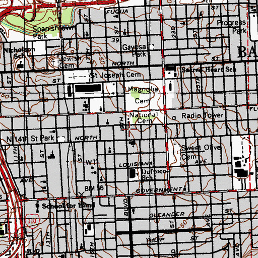 Topographic Map of East Baton Rouge South Parish Office, LA