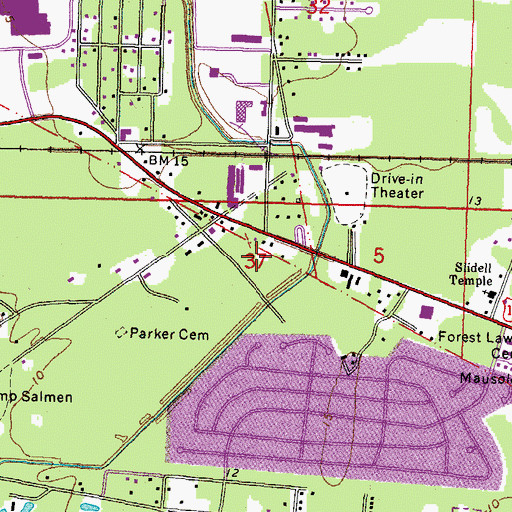 Topographic Map of Huntwyck Village Wastewater Treatment Plant, LA