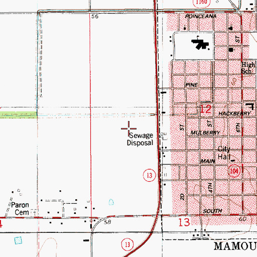 Topographic Map of Mamou Wastewater Treatment Facility, LA