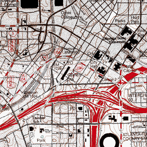 Topographic Map of Atlanta Fire Rescue Headquarters, GA