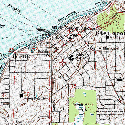 Topographic Map of Steilacoom Historical School District 1 Building, WA