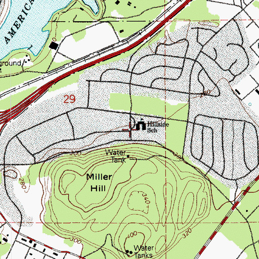 Topographic Map of Hillside Elementary School, WA