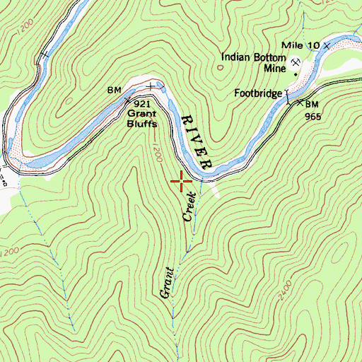 Topographic Map of Grant Creek, CA