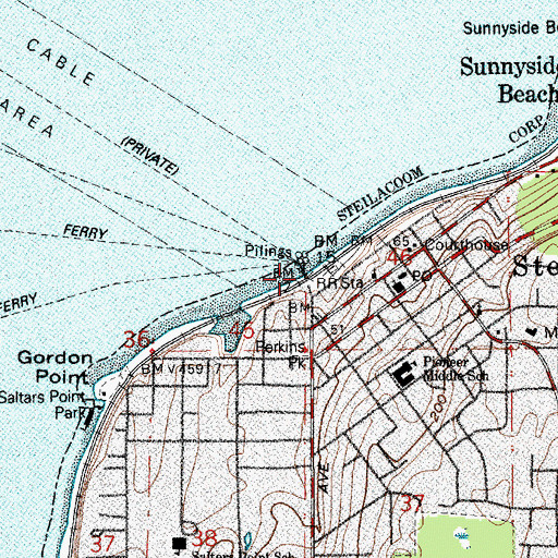Topographic Map of Steilacoom Ferry Landing, WA