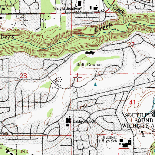 Topographic Map of Oakbrook Golf and Country Club, WA