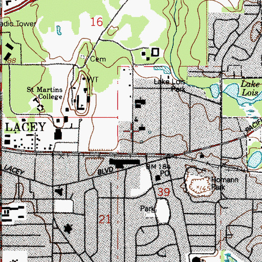 Topographic Map of Saint Benedict Episcopal Church, WA