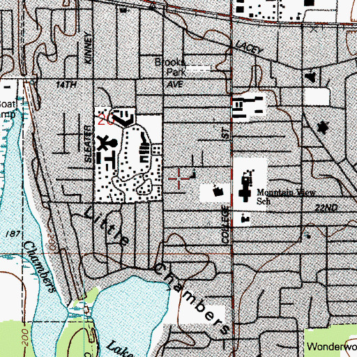 Topographic Map of Lacey Community Church, WA