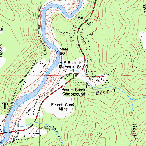 Topographic Map of H E Beck Junior Memorial Branch, CA