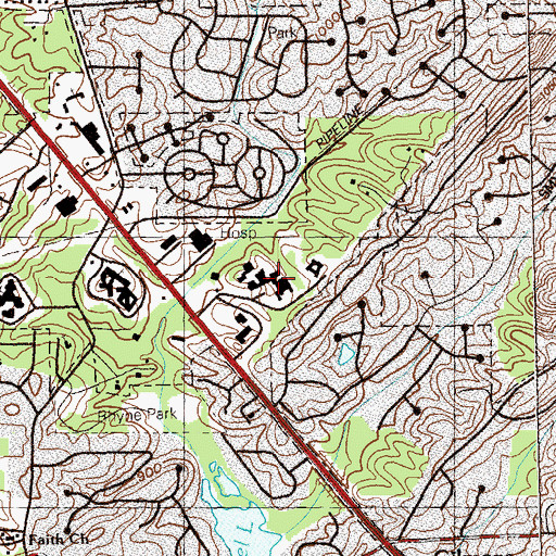 Topographic Map of Ridgeview Institute, GA