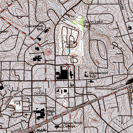 Topographic Map of Decatur Medical Downtown Decatur Long Term Acute Care, GA