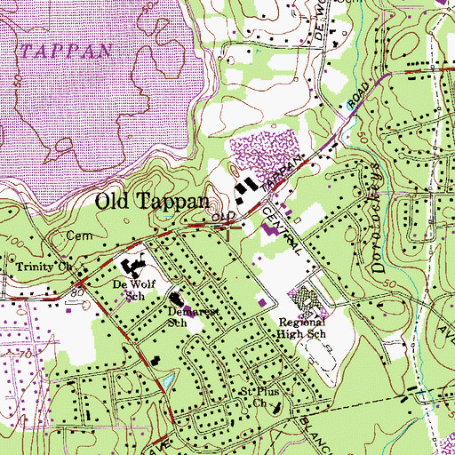 Topographic Map of Old Tappan Volunteer Fire Department, NJ