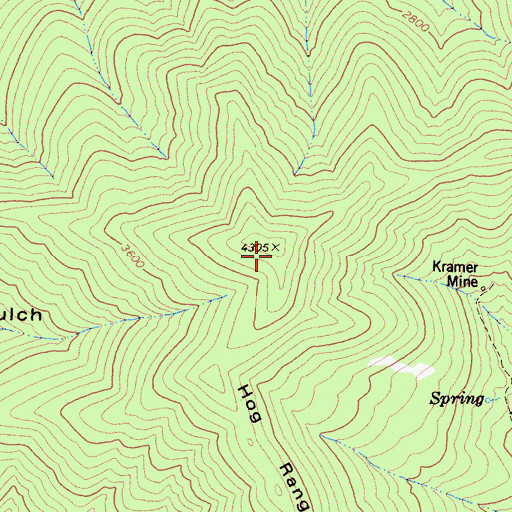 Topographic Map of Hog Range, CA