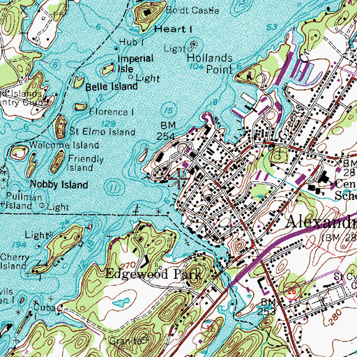 Topographic Map of Alexandria Bay Harbor, NY