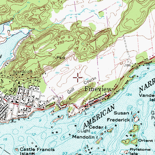 Topographic Map of Wellesley Island State Park Golf Course, NY