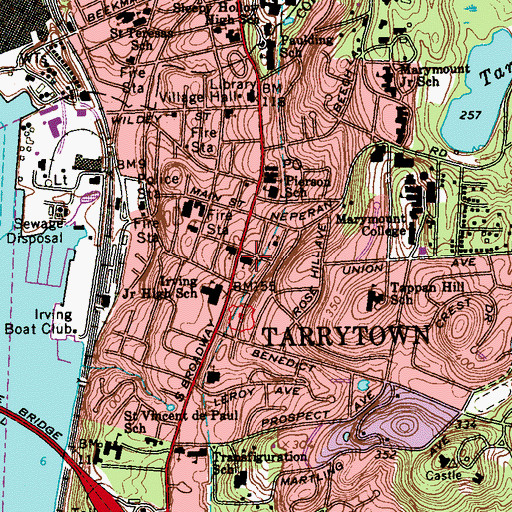 Topographic Map of First Baptist Church of Tarrytown, NY