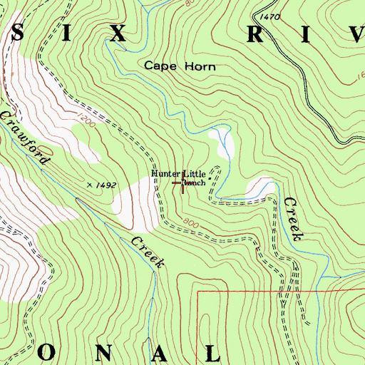 Topographic Map of Hunter Little Ranch, CA