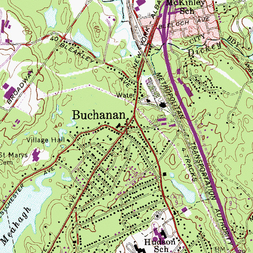 Topographic Map of Buchanan Post Office, NY