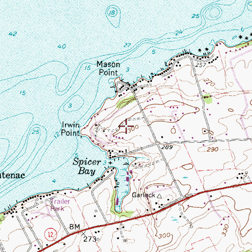 Topographic Map of Rainbow Shores Mobile Home Park, NY