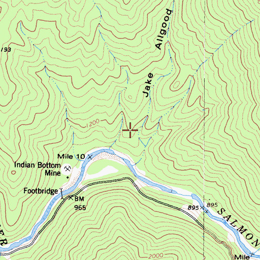 Topographic Map of Jake Allgood Gulch, CA