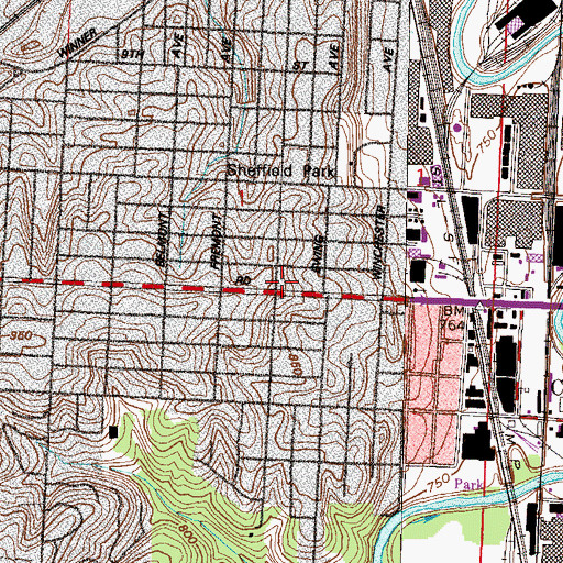 Topographic Map of Kansas City Missouri Fire Department Station 27, MO