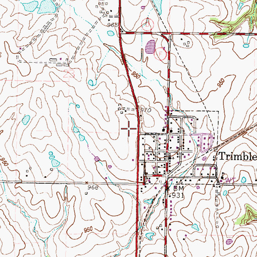 Topographic Map of Edgerton - Trimble Fire Protection District Station 2, MO