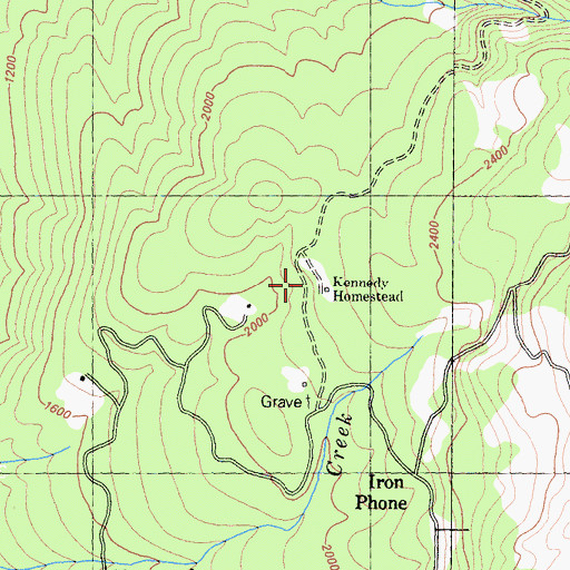 Topographic Map of Kennedy Homestead, CA