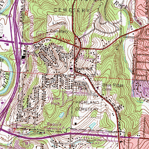 Topographic Map of Inter City Fire Protection District, MO