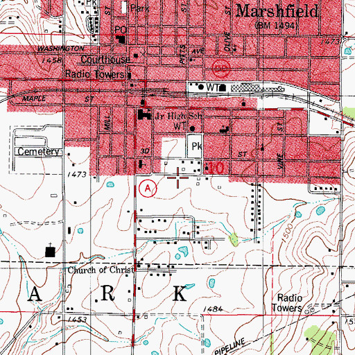 Topographic Map of Marshfield Fire Protection District, MO