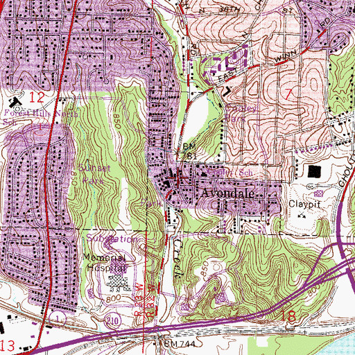 Topographic Map of Avondale Volunteer Fire Department, MO