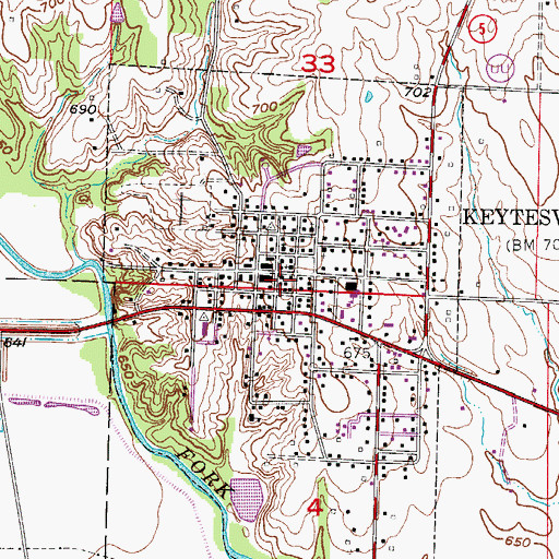 Topographic Map of Keytesville Fire Department, MO