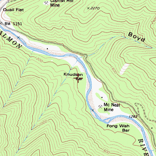 Topographic Map of Knudsen Bar, CA