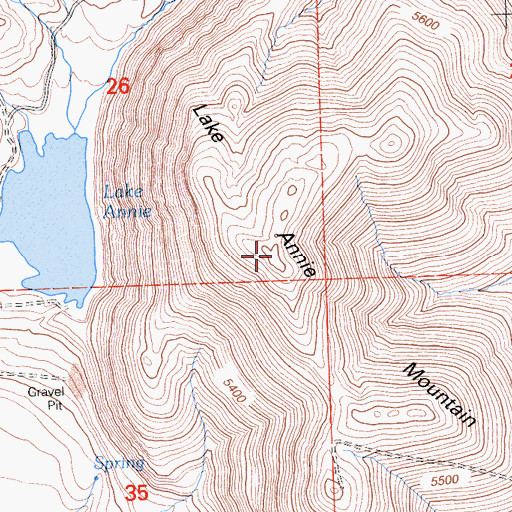 Topographic Map of Lake Annie Mountain, CA