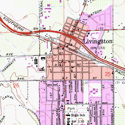 Topographic Map of Merced County Fire Department Station 96 Livingston, CA